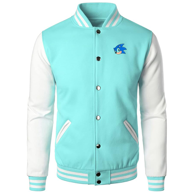 Men’s  Sonic the Hedgehog Varsity Baseball Jacket Cotton Blend Letterman Jackets