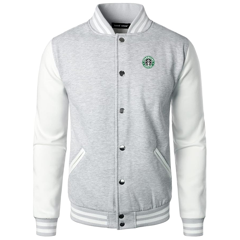 Men’s  Starbucks Coffee Varsity Baseball Jacket Cotton Blend Letterman Jackets