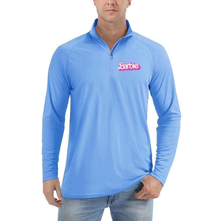 Men's Barbie Lightweight Quarter-Zip Athletic Shirt Long Sleeve Performance Wear