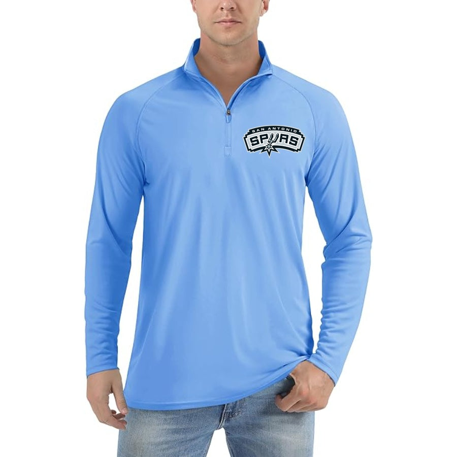 Men's Spurs Lightweight Quarter-Zip Athletic Shirt Long Sleeve Performance Wear