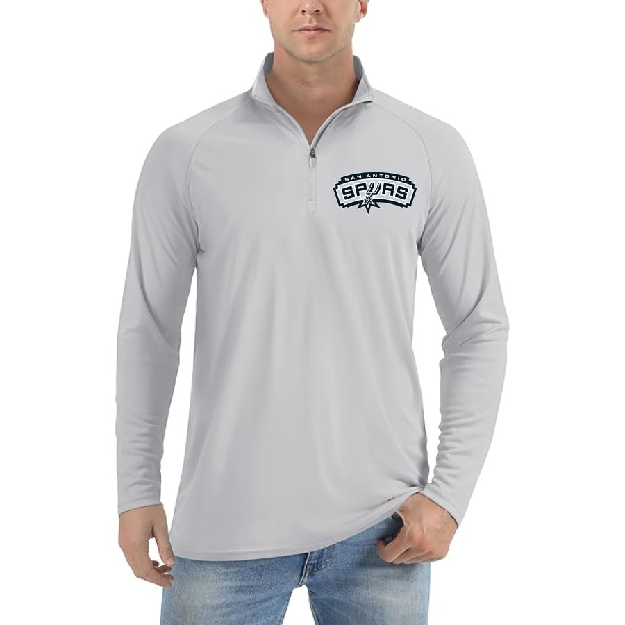 Men's Spurs Lightweight Quarter-Zip Athletic Shirt Long Sleeve Performance Wear