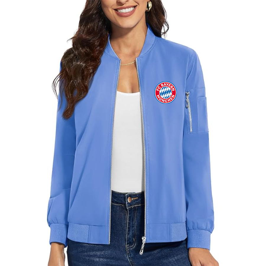 Women's FC Bayern Munich Premium Bomber Jacket with Polished Detailing and Functional Sleeve Pocket Modern Luxury Outerwear