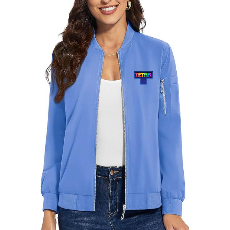 Women's Tetris Premium Bomber Jacket with Polished Detailing and Functional Sleeve Pocket Modern Luxury Outerwear