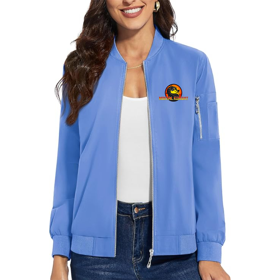 Women's Mortal Kombat Premium Bomber Jacket with Polished Detailing and Functional Sleeve Pocket Modern Luxury Outerwear