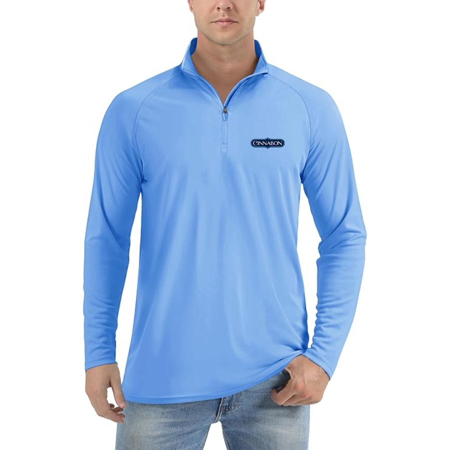 Men's Cinnabon Lightweight Quarter-Zip Athletic Shirt Long Sleeve Performance Wear