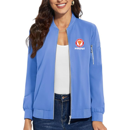 Women's Popeyes Louisiana Kitchen Premium Bomber Jacket with Polished Detailing and Functional Sleeve Pocket Modern Luxury Outerwear