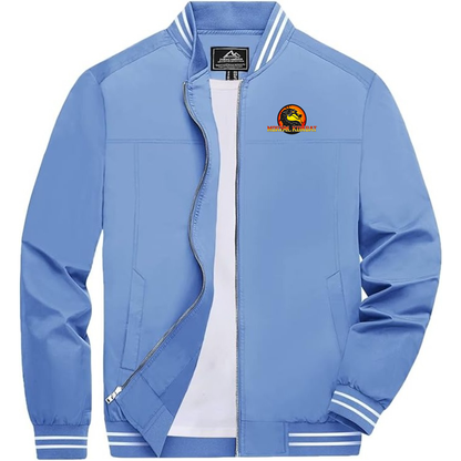 Men's Mortal Kombat Lightweight Zip-Up Bomber Jacket with Ribbed Collar and Cuffs Versatile Casual Outerwear