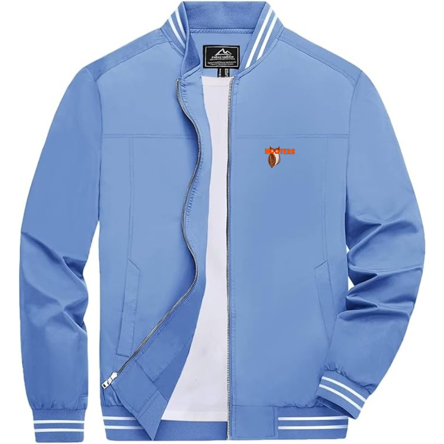 Men's Hooters Lightweight Zip-Up Bomber Jacket with Ribbed Collar and Cuffs Versatile Casual Outerwear