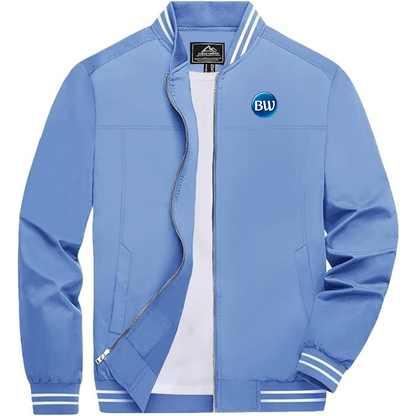 Men's Best Western Lightweight Zip-Up Bomber Jacket with Ribbed Collar and Cuffs Versatile Casual Outerwear