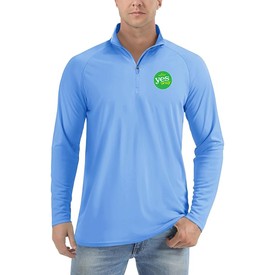 Men's Yes Way  Lightweight Quarter-Zip Athletic Shirt Long Sleeve Performance Wear