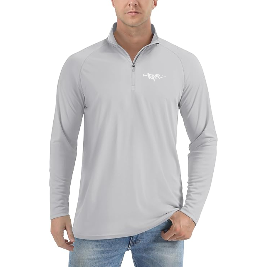 Men's Tupac Lightweight Quarter-Zip Athletic Shirt Long Sleeve Performance Wear