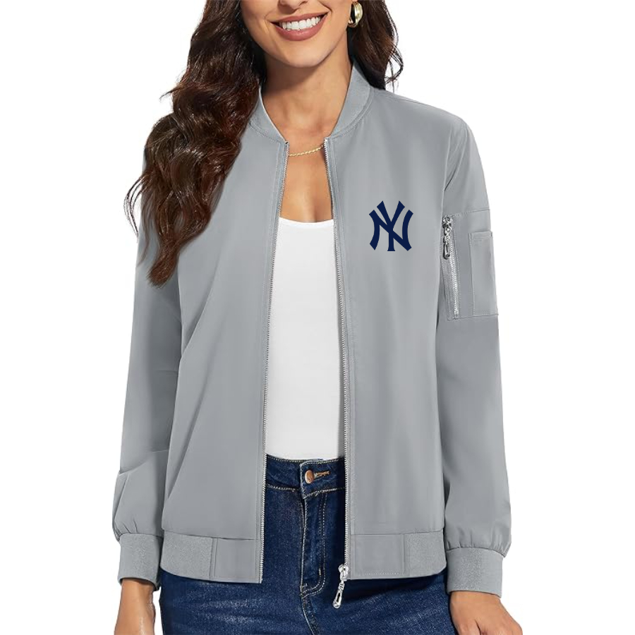 Women's New York NY Yankees  Premium Bomber Jacket with Polished Detailing and Functional Sleeve Pocket Modern Luxury Outerwear