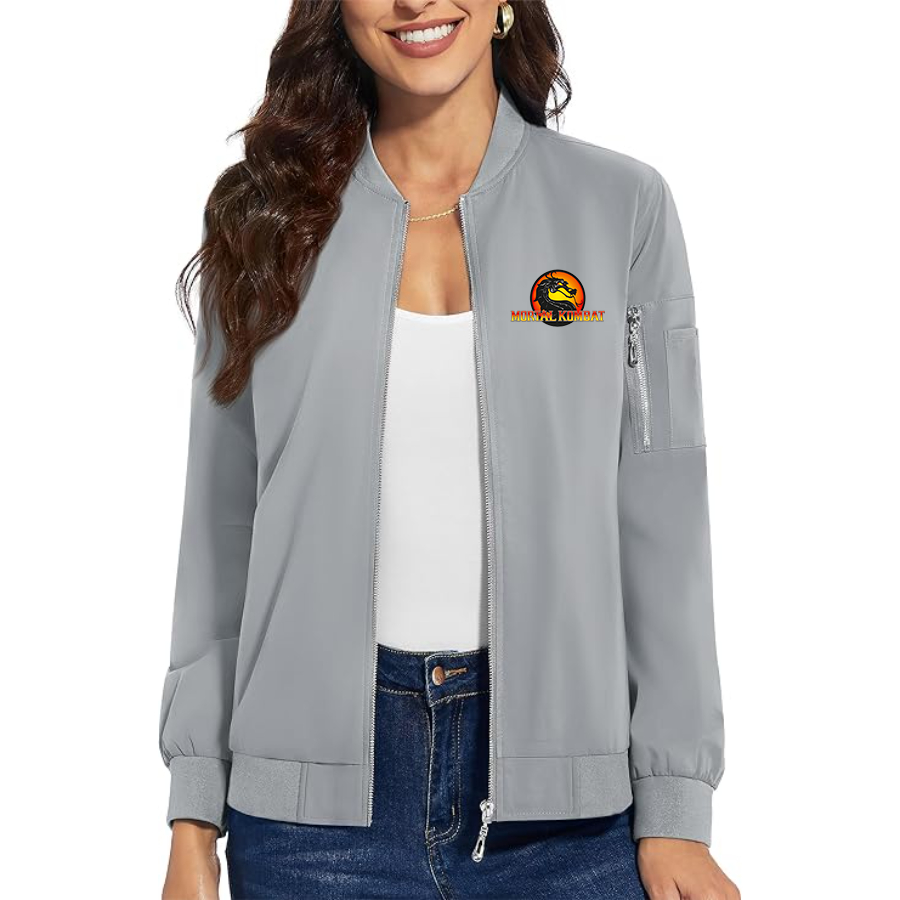 Women's Mortal Kombat Premium Bomber Jacket with Polished Detailing and Functional Sleeve Pocket Modern Luxury Outerwear