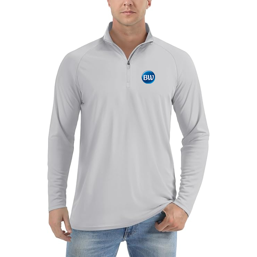 Men's Best Western  Lightweight Quarter-Zip Athletic Shirt Long Sleeve Performance Wear