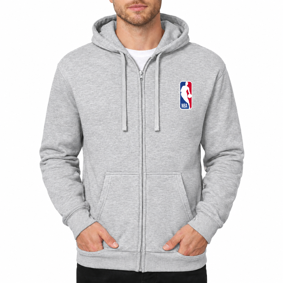 Men's nba Zipper Hoodie - Grey
