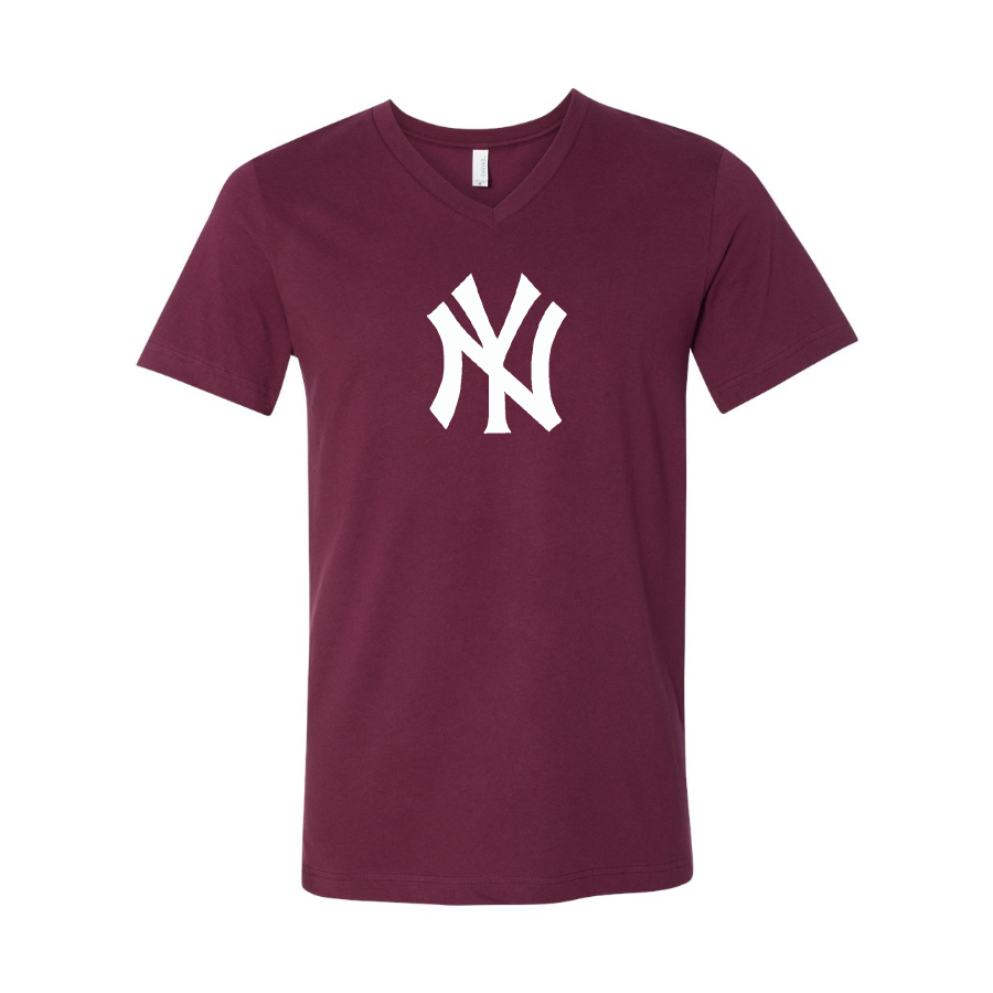 New York NY Yankees BELLA  CANVAS  Jersey V-Neck Tee