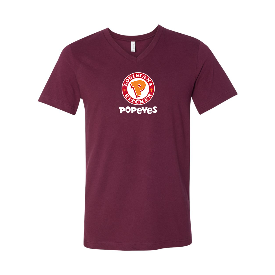Men's Popeyes Louisiana Kitchen BELLA  CANVAS  Jersey V-Neck Tee