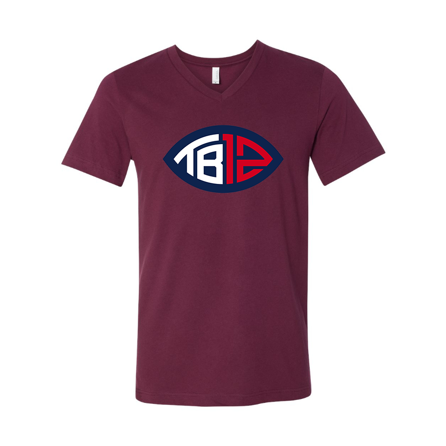 Men's Tom Brady 12 BELLA  CANVAS  Jersey V-Neck Tee