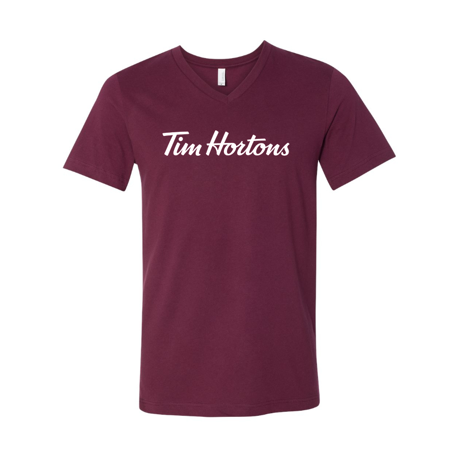 Men's Tim Hortons BELLA  CANVAS  Jersey V-Neck Tee