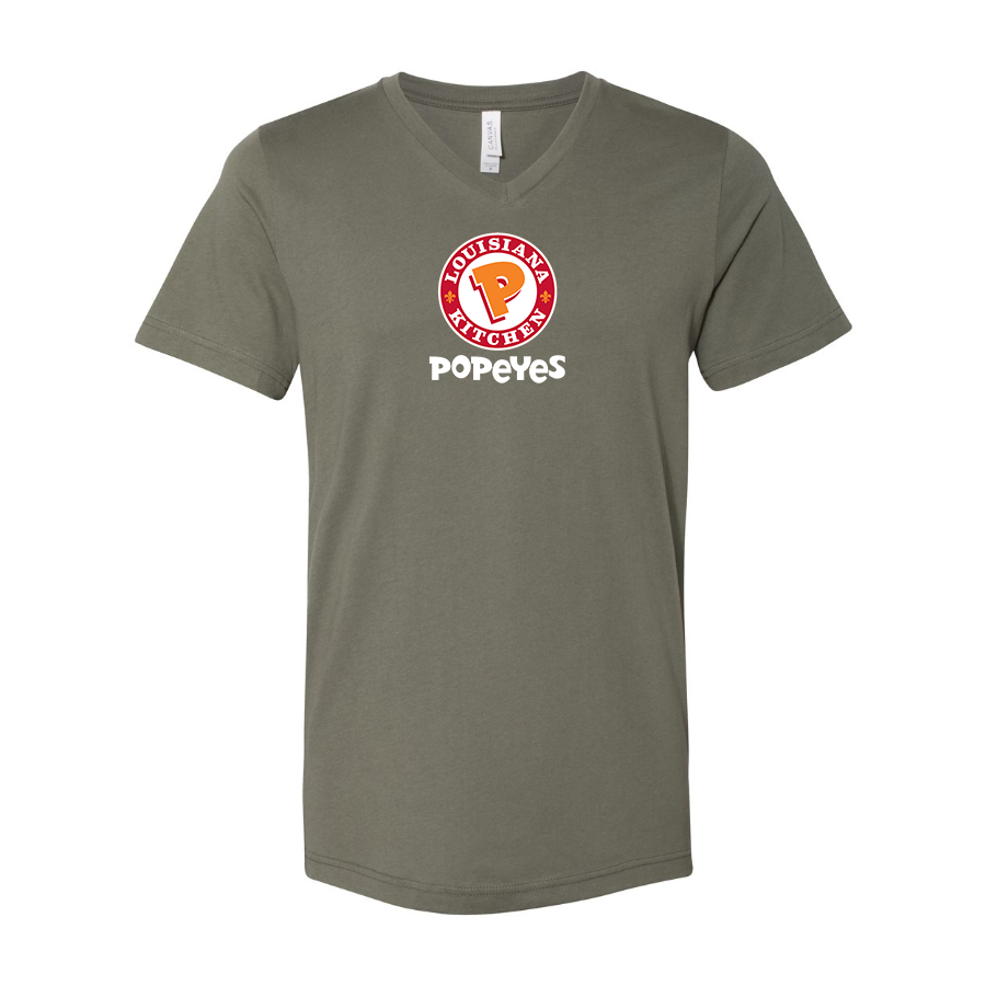 Men's Popeyes Louisiana Kitchen BELLA  CANVAS  Jersey V-Neck Tee