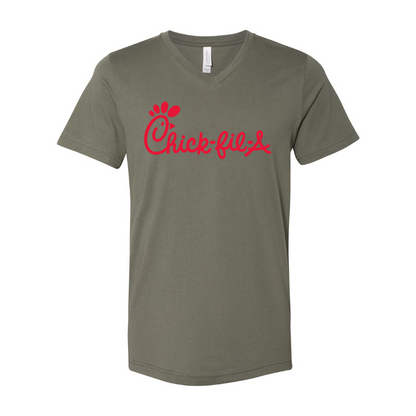 Men's Chick-fil-A BELLA  CANVAS  Jersey V-Neck Tee