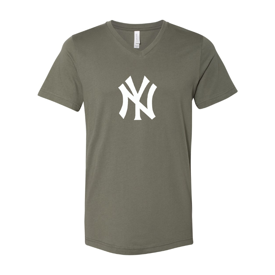New York NY Yankees BELLA  CANVAS  Jersey V-Neck Tee