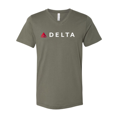 Men's Delta Airlines  BELLA  CANVAS  Jersey V-Neck Tee