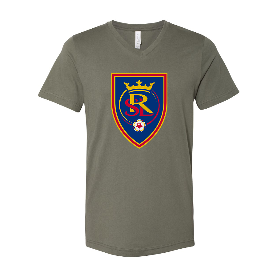 Men's Real Salt Lake Soccer BELLA  CANVAS  Jersey V-Neck Tee