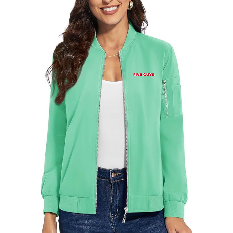 Women's Five Guys Premium Bomber Jacket with Polished Detailing and Functional Sleeve Pocket Modern Luxury Outerwear