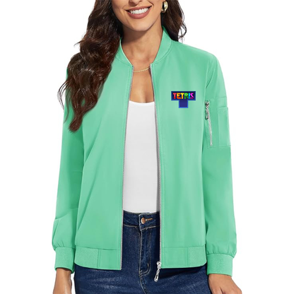 Women's Tetris Premium Bomber Jacket with Polished Detailing and Functional Sleeve Pocket Modern Luxury Outerwear