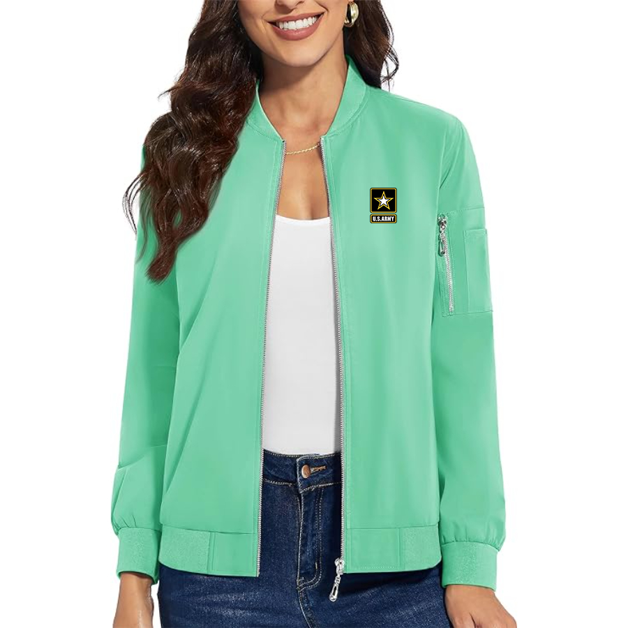 Women's   U.S. ARMY Premium Bomber Jacket with Polished Detailing and Functional Sleeve Pocket Modern Luxury Outerwear