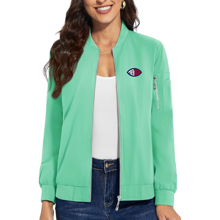 Women's Tom Brady 12 Premium Bomber Jacket with Polished Detailing and Functional Sleeve Pocket Modern Luxury Outerwear