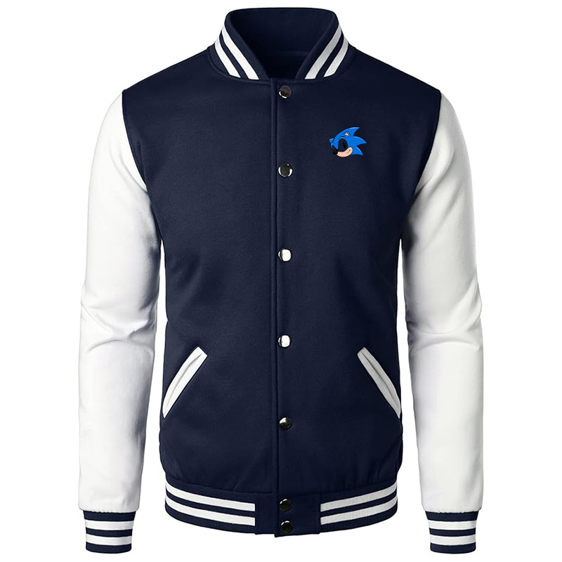 Men’s  Sonic the Hedgehog Varsity Baseball Jacket Cotton Blend Letterman Jackets
