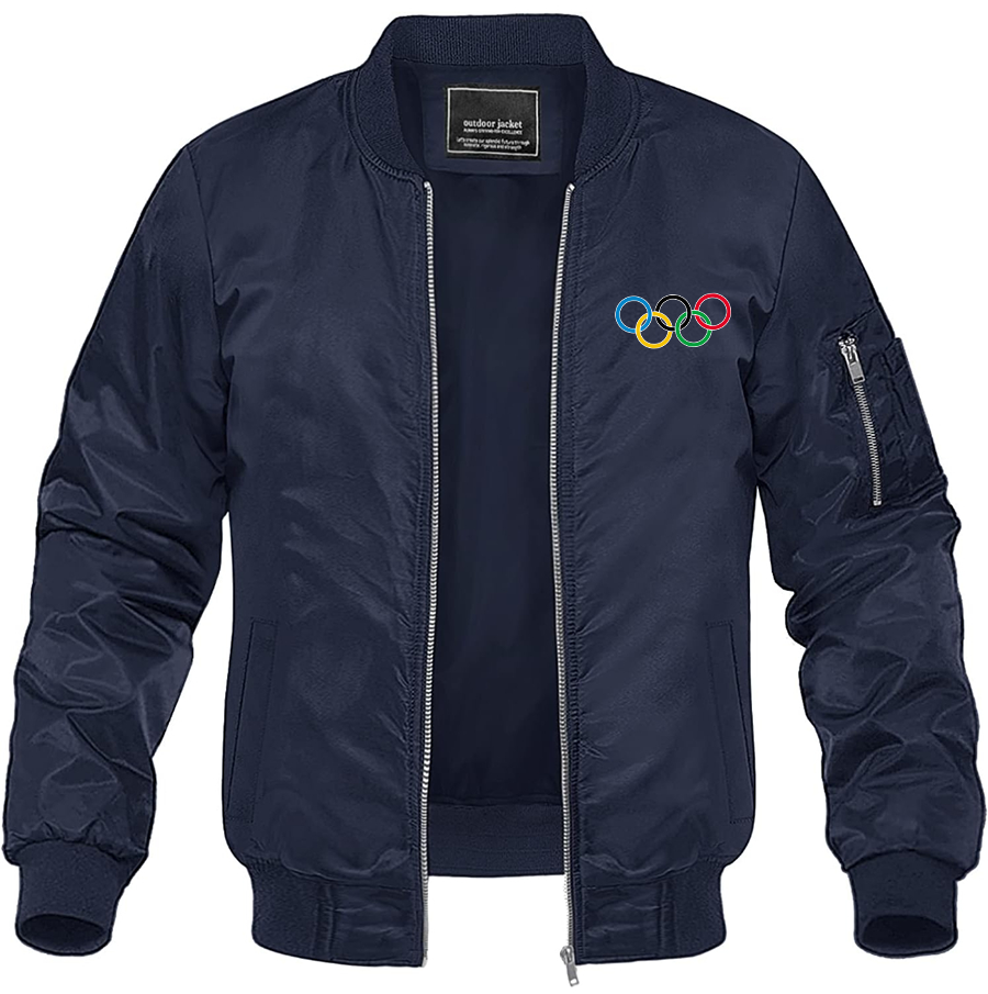 Men's Olympics Rings Lightweight Bomber Jacket Windbreaker Softshell Varsity Jacket