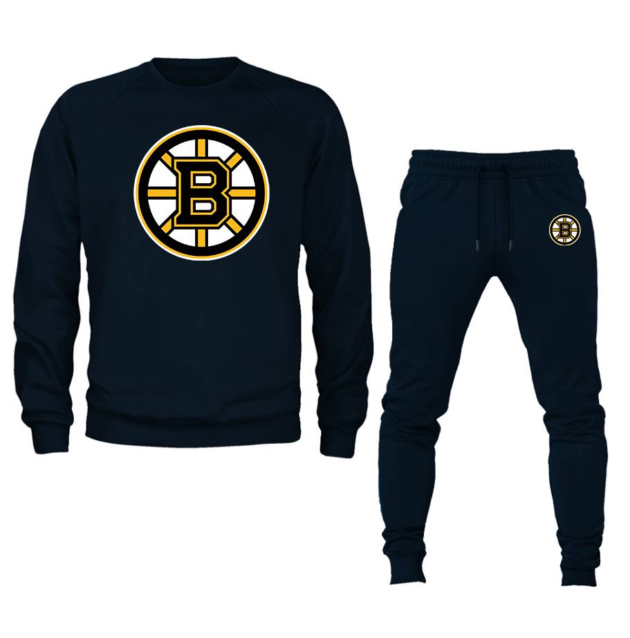 Men's NHL Boston Bruins Crewneck Sweatshirt Joggers Suit