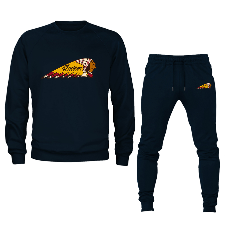 Men's Indian Motorcycle Crewneck Sweatshirt Joggers Suit