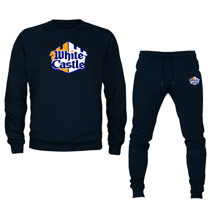 Men's White Castle Crewneck Sweatshirt Joggers Suit – Tee