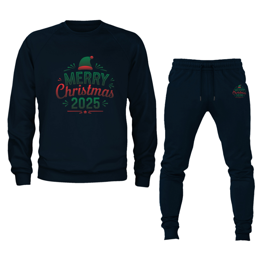 Men's Merry Christmas 2025 Crewneck Sweatshirt Joggers Suit