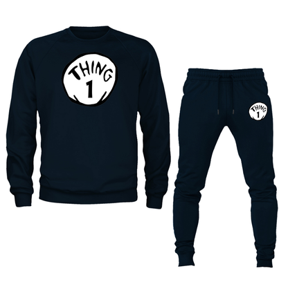 Men's Dr. Suess Thing 1 Crewneck Sweatshirt Joggers Suit