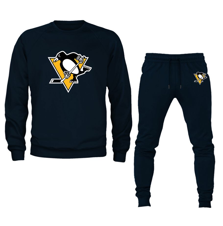 Men's NHL Pittsburgh Penguins Crewneck Sweatshirt Joggers Suit