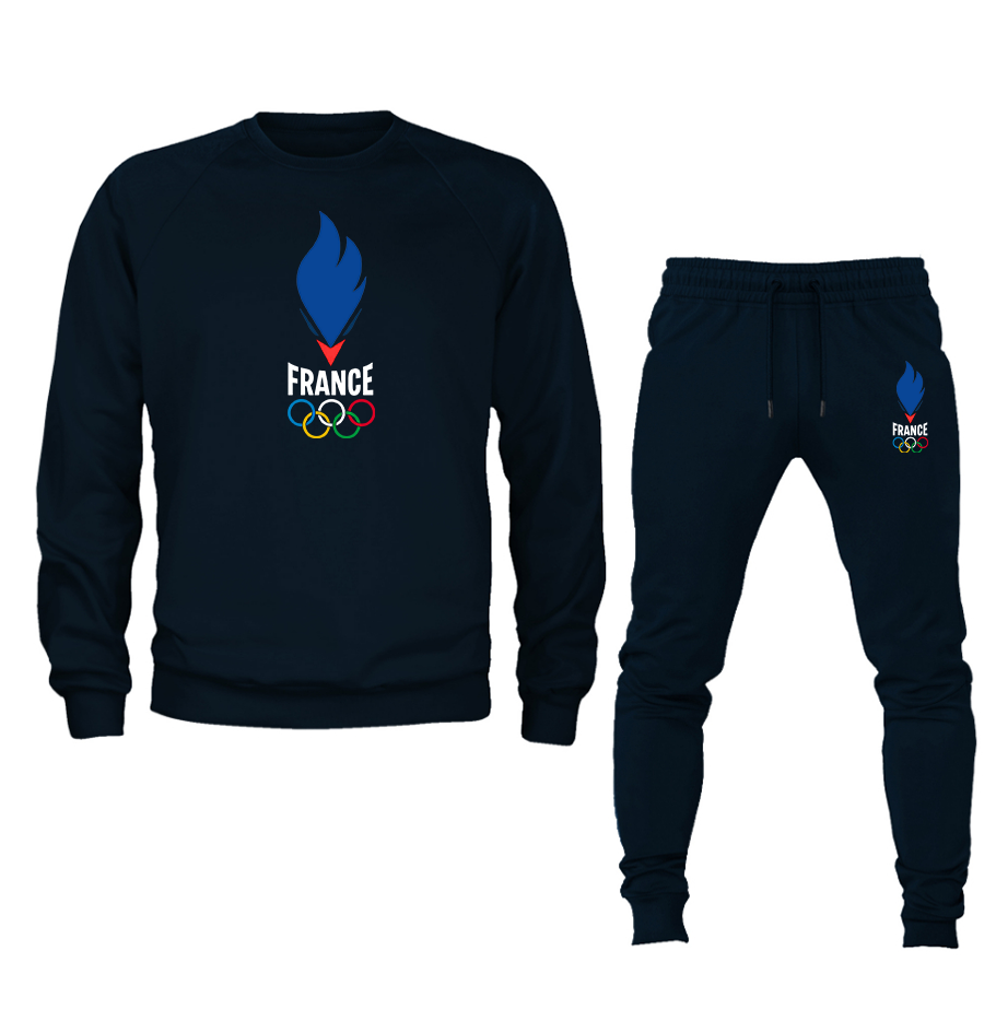 Men's France Olympia 2024 Crewneck Sweatshirt Joggers Suit