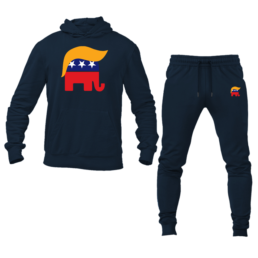 Men's Donald Trump Hair Elephant Hoodie and Joggers Set