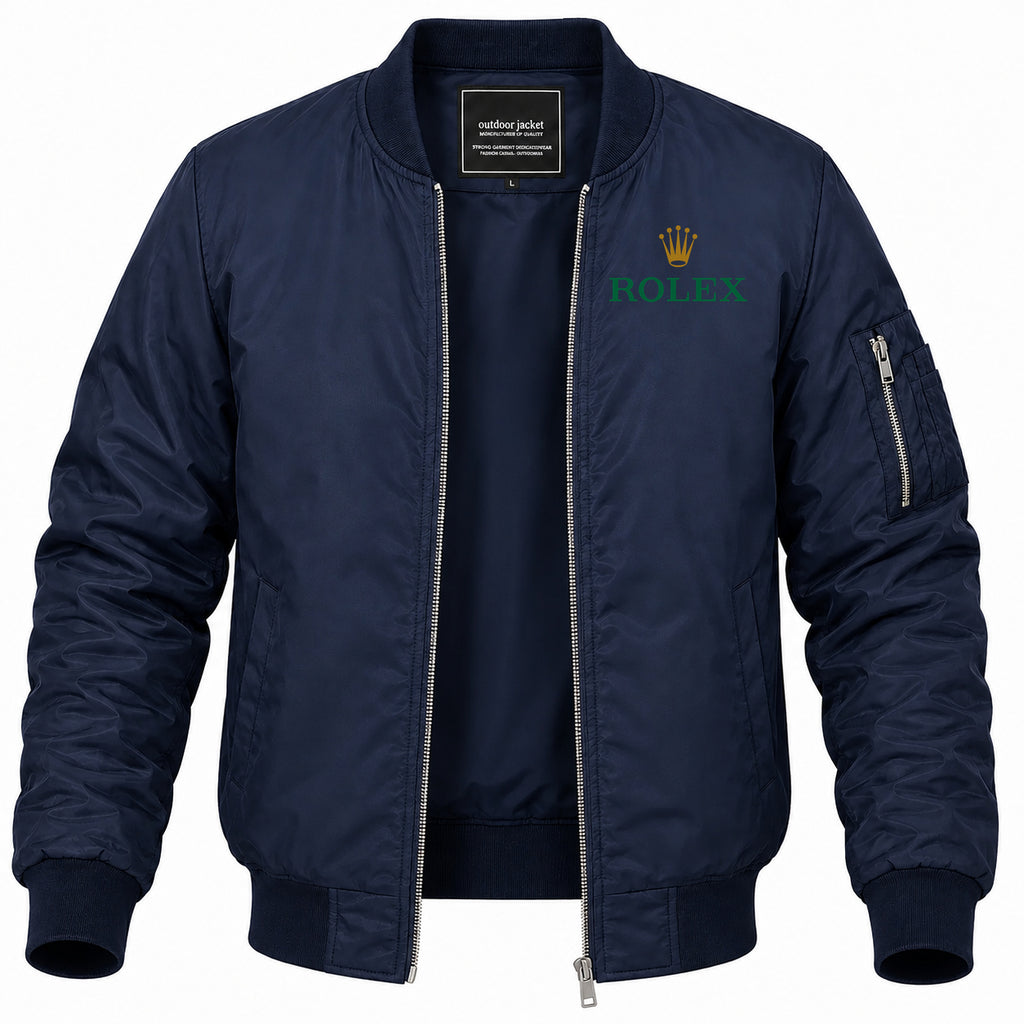Men's Rolex Lightweight Bomber Jacket Windbreaker Softshell Varsity Jacket Coat