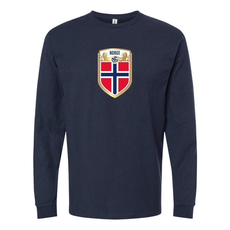 Men's Norway Soccer Long sleeves Cotton Blend T-Shirt