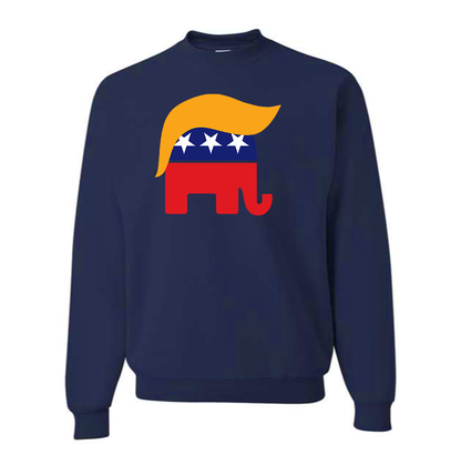 Men's Donald Trump Hair Elephant Crewneck Sweatshirt