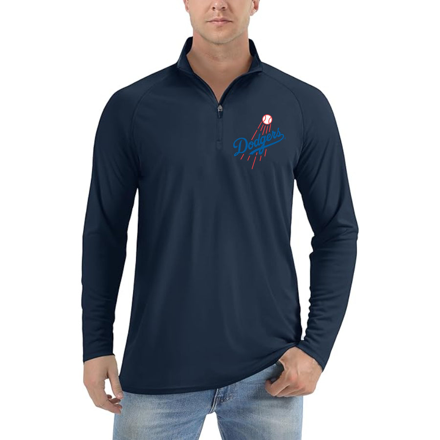 Men's Los Angeles Dodgers Lightweight Quarter-Zip Athletic Shirt Long Sleeve Performance Wear