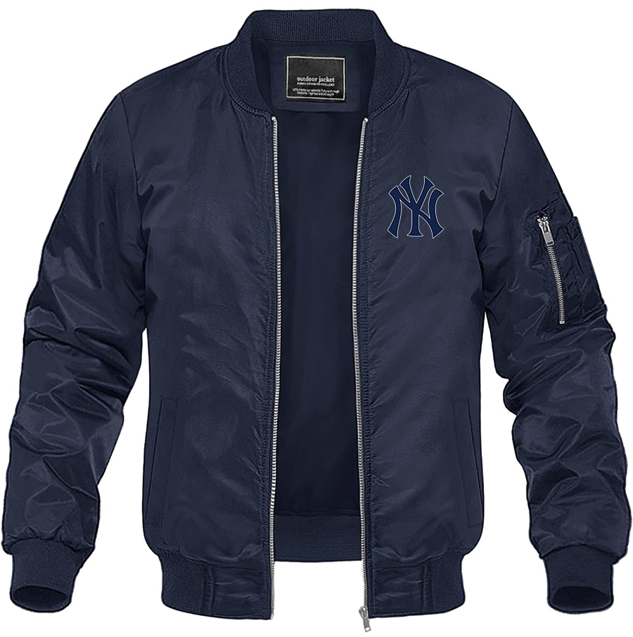 Men's New York NY Yankees Baseball Lightweight Bomber Jacket Windbreaker Softshell Varsity Jacket