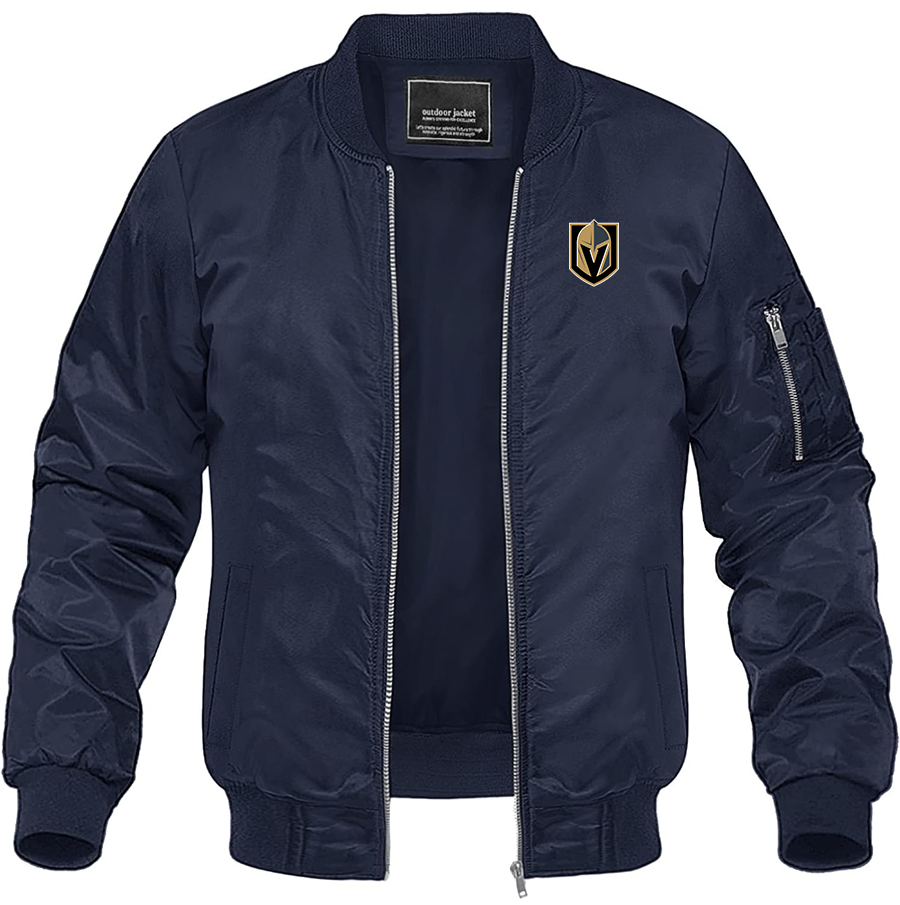 Men's NHL Vegas Golden Knights Lightweight Bomber Jacket Windbreaker Softshell Varsity Jacket