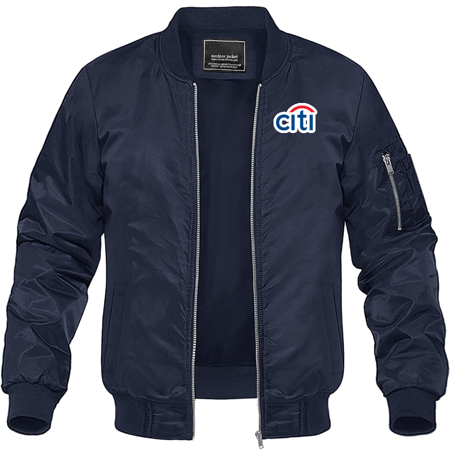 Men's Citi Bank Lightweight Bomber Jacket Windbreaker Softshell Varsity Jacket