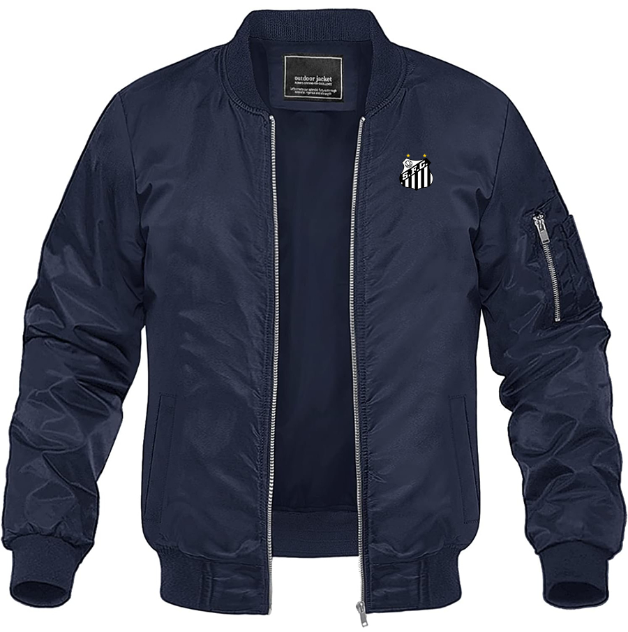 Men's Santos FC Lightweight Bomber Jacket Windbreaker Softshell Varsity Jacket